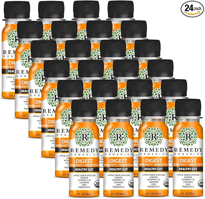 Remedy Organics Immunity Plus Shot, Digest 24-Pack | Boost Energy, Brain Function, Detoxification, and Metabolism | Certified-Organic Ingredients