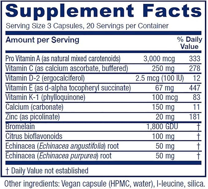 Vitanica Opti-Recovery, Pre & Post Surgery Support, Wound Care, BBL, Tummy Tuck, C Section & Postpartum Vitamin Essentials Healing Support, Scar, Shoulder, Hysterectomy, Breast & Lipo, Vegan, 60 Caps