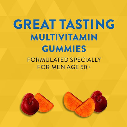 Nature’s Way Alive! Men’s 50+ Daily Gummy Multivitamins, Supports Healthy Brain, Eyes, Heart*, B-Vitamins, Gluten-Free, Vegetarian, Fruit Flavored, 150 Gummies (Packaging May Vary)