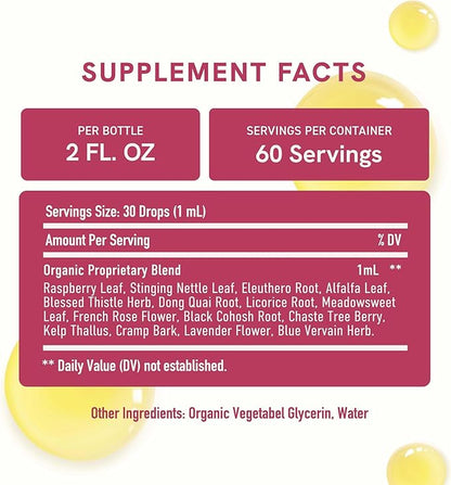Hormone Balance Liquid Drops | With Black Cohosh, Stinging Nettle, Red Raspberry Leaf, Chasteberry & More | Menopause, Hot Flash, & PMS Relief Menstrual Herbal Support Tincture | Vegan Formula | 2oz