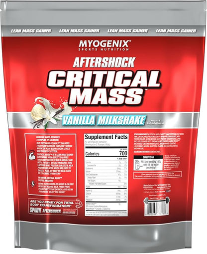Myogenix Critical Mass - Vanilla Flavored Muscle Mass Weight Gain Supplement, Zero Lactose Protein Powder, Anabolic Whey Protein (6.01 lbs)