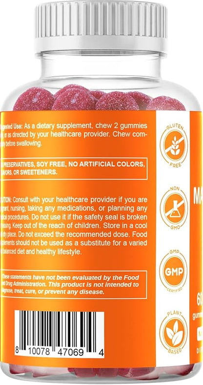Vitamatic Magnesium Citrate Gummies 600mg per Serving - 60 Vegan Gummies - Promotes Healthy Relaxation, Muscle, Bone, & Energy Support (60 Gummies (Pack of 2))