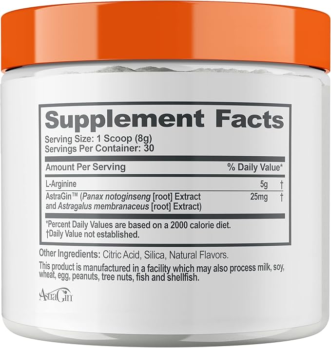 Genius L-Arginine Nitric Oxide Powder - Fermented L- Arginine Nutritional Supplements & Nitric Oxide Booster - Pre Workout, Natural Muscle Builder - 30 Servings, Lemon