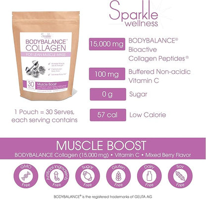 Muscle Boost (Mixed Berry) [30-Serves] | Collagen Supplement Powder with Hydrolyzed BODYBALANCE Collagen Peptides & Buffered Vitamin C | Improves Body Composition