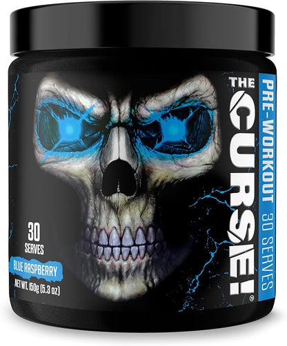 JNX SPORTS The Curse! Pre Workout Powder - Blue Raspberry 30 Servings | Preworkout: Boost Strength, Energy + Focus for Men & Women | Caffeine, Beta-Alanine, Creatine & L-Citrulline