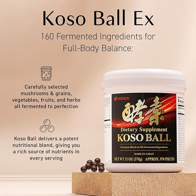Umeken Koso Ball Infused with Pure 160 Fermented Ingredients, Japanese Supplements for Overall Wellness & Balanced Nutrition, Large 1 Pack, 970 Pieces