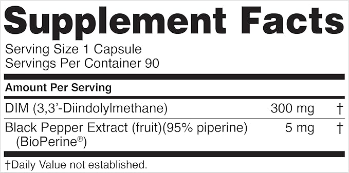 Nugenix Essentials DIM Supplement 305 mg Diindolylmethane & BioPerine for Hormone Balance, 90 Capsules