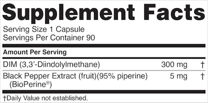 Nugenix Essentials DIM Supplement 305 mg Diindolylmethane & BioPerine for Hormone Balance, 90 Capsules