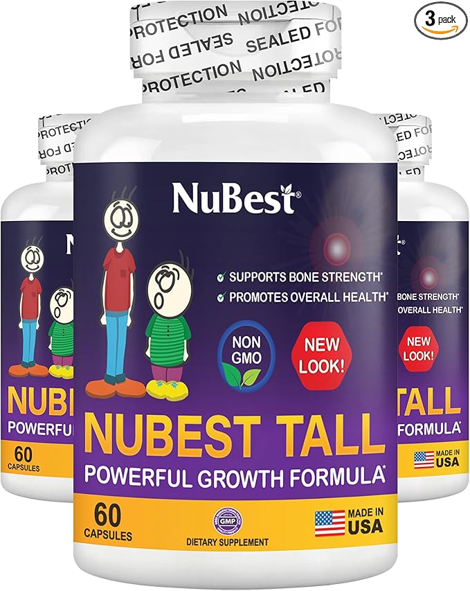 NuBest Tall - Calcium Supplement - Magnesium Supplement for Bones, Teeth - Support Bone Strength, Enhanced Immunity for Ages 5+ with Vitamin D3, Vitamin K2 and Blended Herbs - 3 Pack
