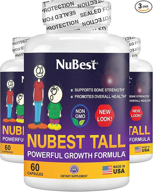 NuBest Tall - Calcium Supplement - Magnesium Supplement for Bones, Teeth - Support Bone Strength, Enhanced Immunity for Ages 5+ with Vitamin D3, Vitamin K2 and Blended Herbs - 3 Pack