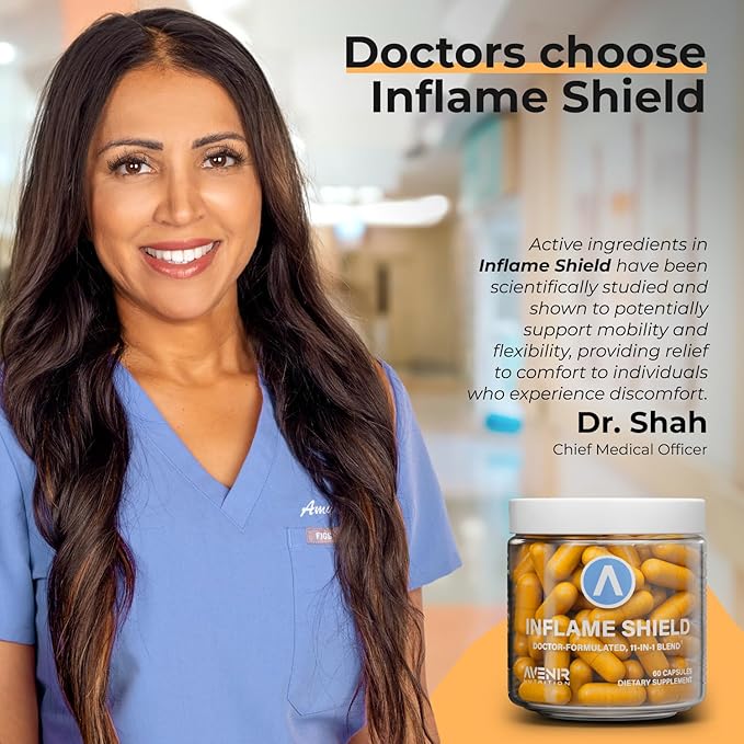 Inflame Shield | Turmeric Supplement for Inflammation Support with Ginger, Bioperine, & Bromelain | Advanced Formula for Joint Support | 120 Capsules for Men and Women