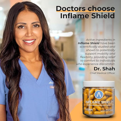 Inflame Shield | Turmeric Supplement for Inflammation Support with Ginger, Bioperine, & Bromelain | Advanced Formula for Joint Support | 60 Capsules for Men and Women