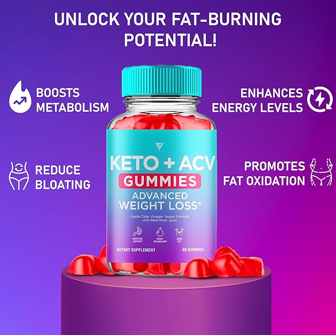 Keto ACV Gummies Advanced Weight Loss Belly Fat Burners Product Works Fast, ACV Keto Gummy Detox Cleanse Diet Apple Cider Vinegar Metabolism(60 Count)