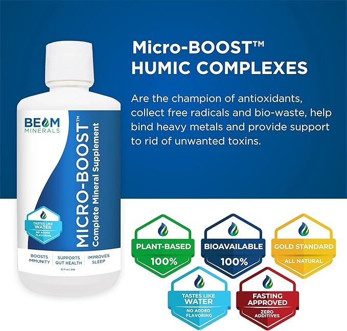 BEAM Minerals Micro-BOOST Humic Mineral Blend | Plant-Based Multi Minerals Supplement & Electrolytes Liquid | Micronutrients Supplements | Deficiency Support | Pure Natural Antioxidant | Keto Friendly