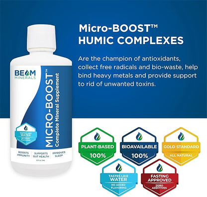 BEAM Minerals Micro-BOOST Humic Mineral Blend | Plant-Based Multi Minerals Supplement & Electrolytes Liquid | Micronutrients Supplements | Deficiency Support | Pure Natural Antioxidant | Keto Friendly