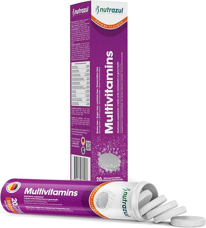 nutrazul Multivitamin Effervescent Tablets | 60 Tablets | Immune Support with 9 Essential Vitamins | Perfect for Daily Wellness for Adults & Kids | Orange Flavor