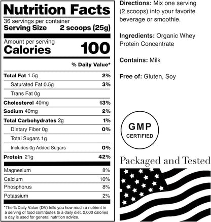 NorCal Organic - Classic Whey Protein - 100% Grass-Fed and Grass-Finished - UNFLAVORED - Lecithin-Free - 2lb Bulk