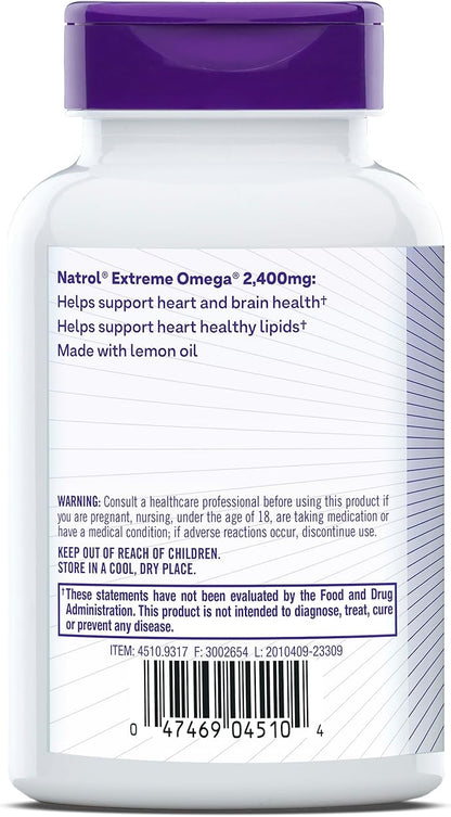 Natrol, Omega-3 Extreme Softgels, Heart Health Dietary Supplement, 60 Count