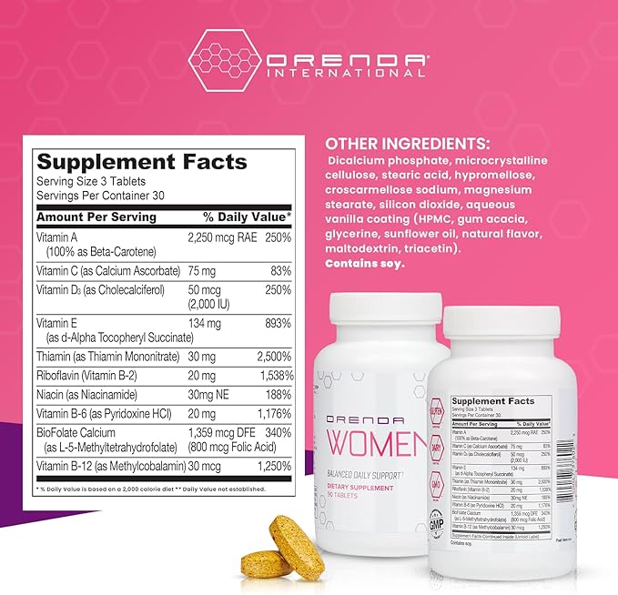 Orenda Womens Multivitamin- Holistic Wellness for Women | with O-Harmony Blend, Dong Quai, Black Cohosh, and More! | Vitamins, Minerals, Hormonal Balance, Immune Support & Heart Health - 90 Tablets