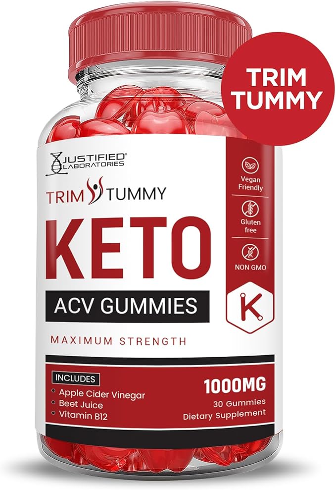 (5 Pack) Trim Tummy Keto ACV Gummies Advanced Formula 1000MG Trim Tummy Keto Gummies Apple Cider Vinegar Formulated with Pomegranate Beet Juice Powder B12 Vegan Non GMO 300 Gummys