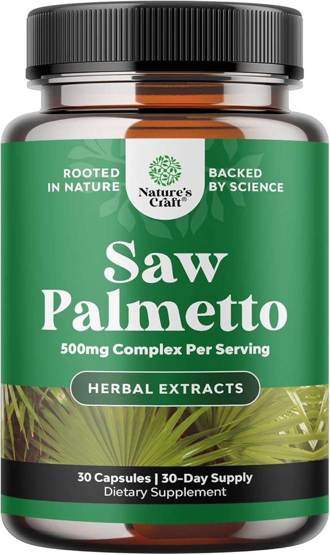 Extra Strength Saw Palmetto Extract - Advanced Herbal Complex for Hair Health and Urinary Support with Plant Sterols & Flavonoids - Potent Herbal Supplement with 500mg per Serving - 30 Capsules