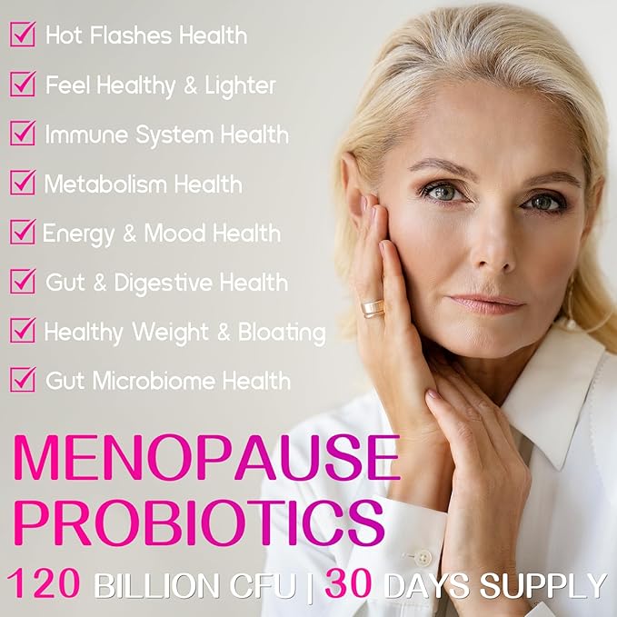Menopause Supplements for Women, 120 Billion CFUs Probiotics for Women, 13-in-1 Herbs & Botanicals Complex, for Hormone Menopause, Hot Flashes, Night Sweats, Mood Swings, Sleep Disturbances - 240 Caps