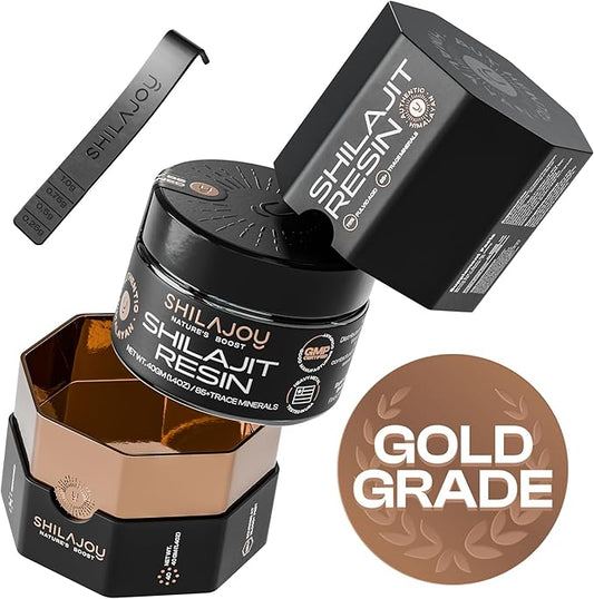 Pure Himalayan Shilajit Resin - Gold Grade High Potency with 75% Fulvic Acid and 85+ Trace Minerals for Energy Boost & Immune Support for Men & Women. U.S. Lab Tested - 40gr (80 Servings) (1)