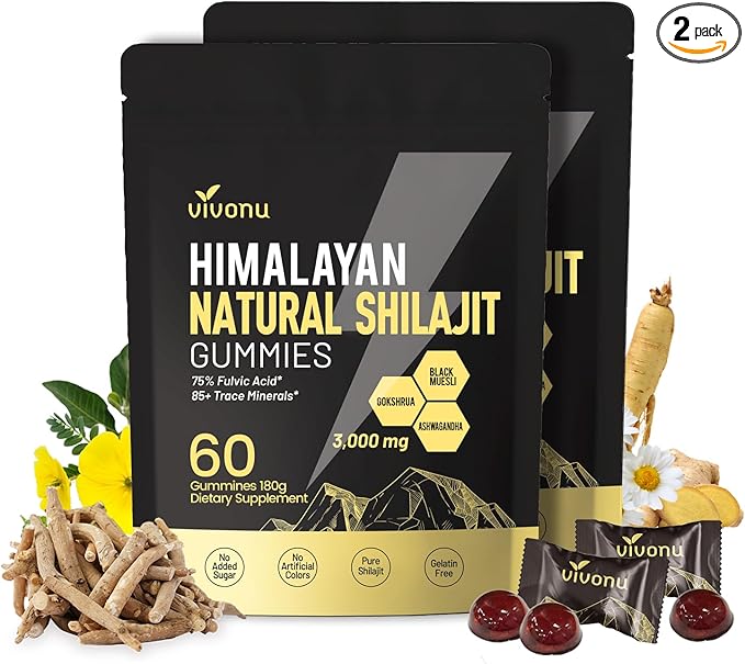Shilajit Gummies, Shilajit micronutrient Supplement, Himalayan Premium Ingredient Shilajit - Ashwagandha, Gokshura, Fulvic Acid & 85+ Trace Minerals