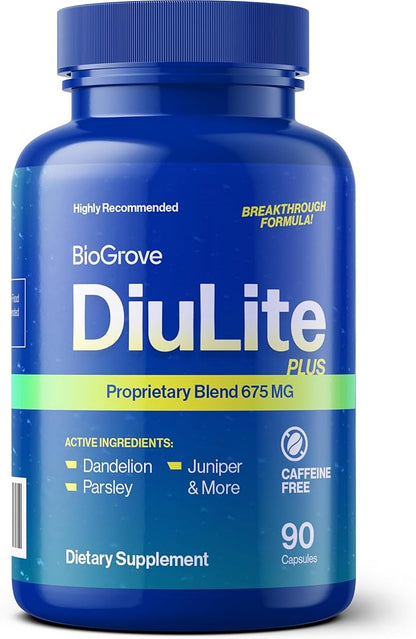 Water Pills for Swollen Feet & Legs (Easy-to-Swallow) Reduces Water Retention, Puffiness Without Side Effects - Top Value & Quality for Water Weight Loss - Diulite Will Have a Fast Effect on Your Body