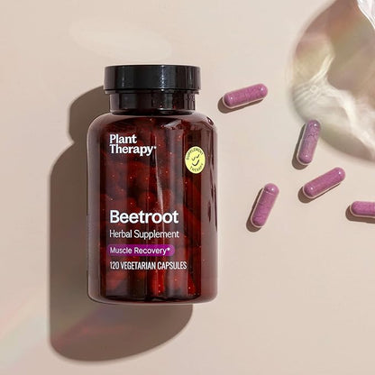 Plant Therapy Beet Root Herbal Supplement Capsules, Boosts Stamina & Fights Fatigue, Great for Muscle Recovery & Cardiovascular Health, 120 Vegetarian Capsules (4 Month Supply), Made in The USA