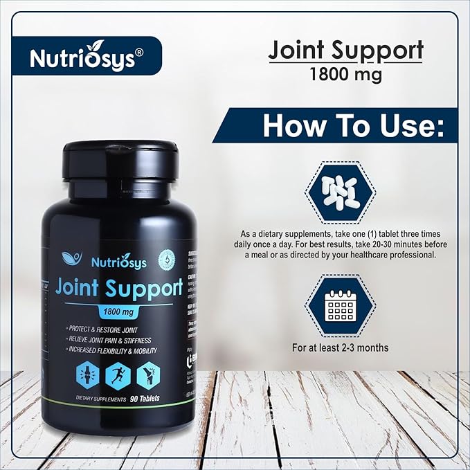 Joint Support 1800mg 90 Tablets, Dietary Supplement for Healthy System, Vitamin Tablets for Men, Women and Adults, Multivitamins Tablets for Joint & Bone Support, Vitamin Supplements.