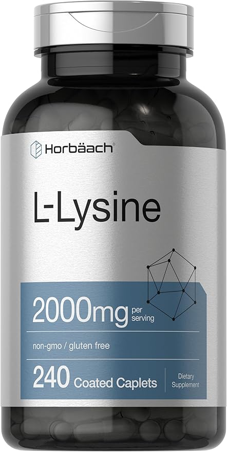 Horbäach L-Lysine | 2000mg | 240 Caplets | Vegetarian, Non-GMO, and Gluten Free Supplement