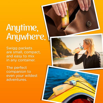 Swigg Electrolytes Powder Packets - No Sugar Multivitamin Hydration Powder, Sugar Free Electrolyte Drink Mix with Vitamin B12, B5, B6, C, D and Folate, Multi Vitamin Water, Tropical Fusion - 30 Sticks