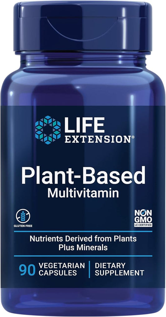 Life Extension Plant-Based Multivitamin – Plant Derived Vitamins and Minerals Supplement for General Health - Nutrients from Fruits & Veggies - Gluten-Free, Non-GMO, Vegetarian – 90 Capsules