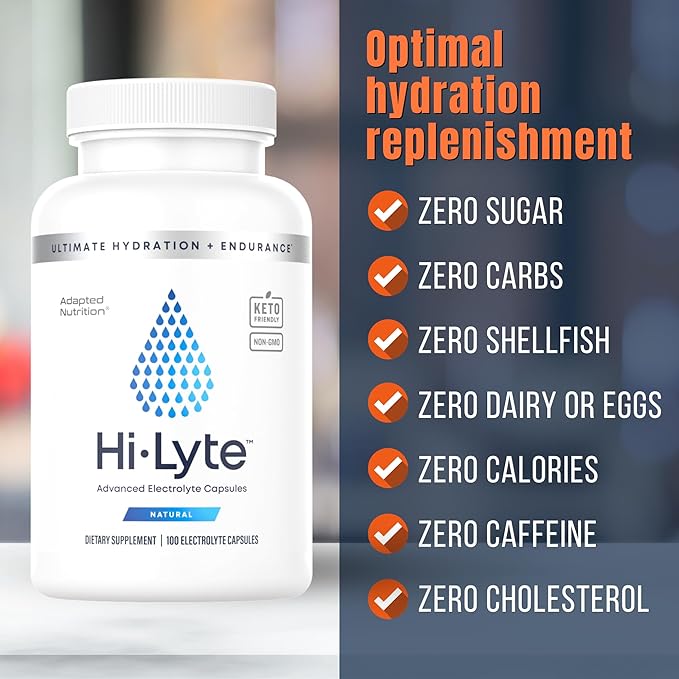Hi-Lyte Electrolyte Replacement Capsules | Rapid Rehydration Supplement | Vegan & Keto Friendly | Gentle on Stomach | Magnesium, Potassium, Sodium | 100 Capsules