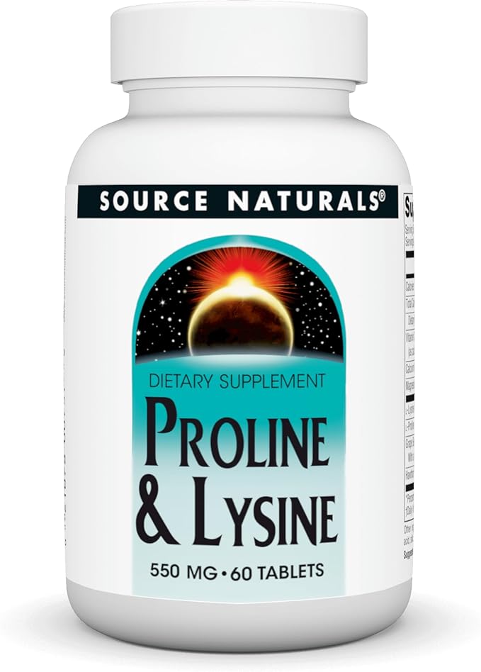 Source Naturals L-Proline & L-Lysine, 550mg - 60 Tablets