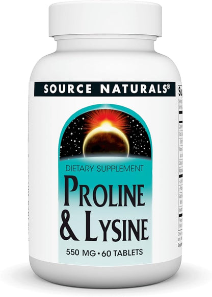 Source Naturals L-Proline & L-Lysine, 550mg - 60 Tablets