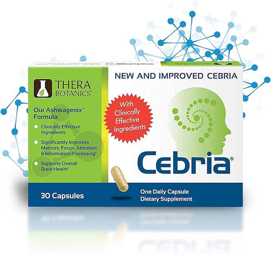 Cebria Brain Supplement for Men, Women & Seniors – Nootropic Safe and Effective Memory Supplement for Retention, Recall & Age-Related Memory Loss* (30 Count)