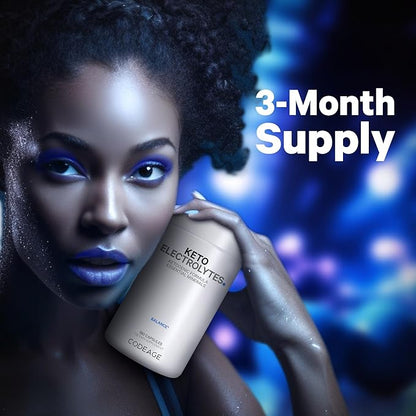 Codeage Keto Electrolytes Supplement – Vegan Electrolyte Tablets w Magnesium, Potassium, Calcium & Salt - Electrolyte Powder Salt Pills & Drink Hydration Supplements - Non-GMO Keto Diet - 180 Capsules