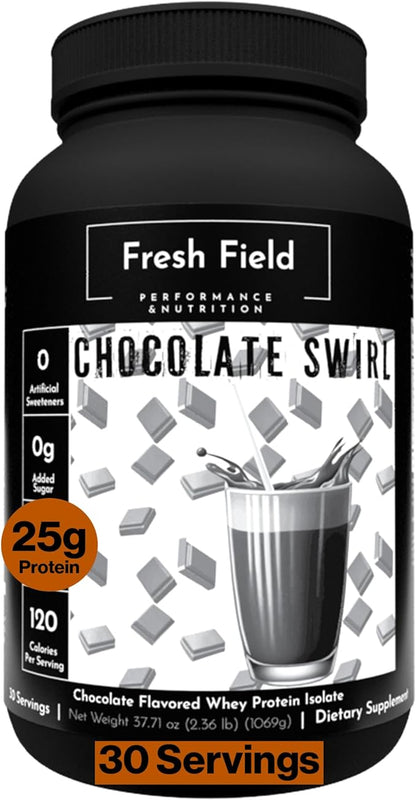 Chocolate Protein Powder - All Natural Whey Protein Powder - Gluten Free Protein Isolate (25 gm) - Soy & Sugar Free Isolate Whey Protein - 30 Servings with One Scoop Size