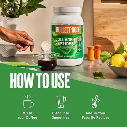 Bulletproof Unflavored Collagen Peptides Powder, 42.3 Ounces, Grass-Fed Collagen Protein and Amino Acids for Skin, Bone and Joint Support, Pasture Raised, No Added Hormones