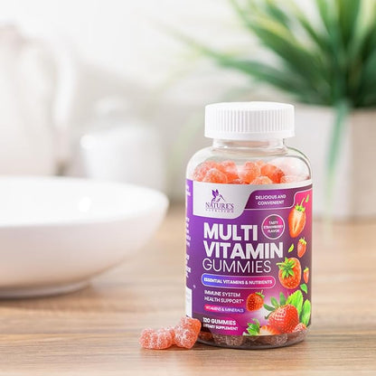 Multivitamin Gummies for Adults with 13 Vitamins and Minerals, Daily Gummy Vitamin for Women & Men, Immune Health Support Supplement with Vitamins A, C, D, E, B-6, B-12, Zinc, Berry - 120 Gummies