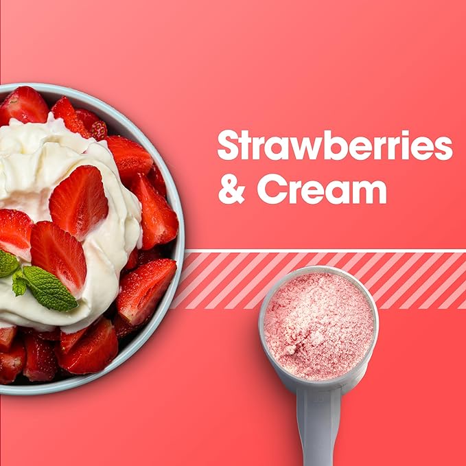 Optimum Nutrition Gold Standard 100% Whey Protein Powder, Strawberries & Cream, 2 Pound(Packaging May Vary)