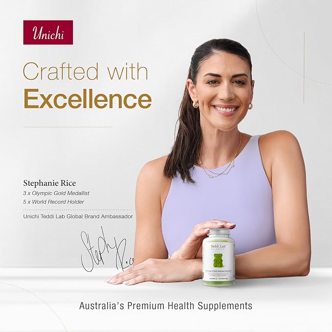 Unichi Women’s Multi-Nutrient Gummy, 18 Essential Vitamins & Minerals Specially Designed for Women, Non-GMO, Lime Flavour, 60 Count