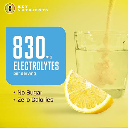 KEY NUTRIENTS Electrolytes Powder Packets - Refreshing Lemonade 20 Pack Hydration Packets - Travel Hydration Powder - Made in USA - No Sugar, No Calories, Gluten Free