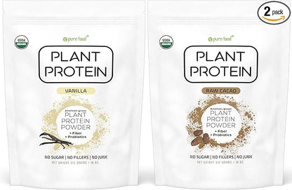 Plant Based Protein Powder with Probiotics | Organic, Clean, All Natural, Vegan, Vegetarian, Whole Superfood Nutritional Supplement with No Additives | Keto (Vanilla + Chocolate)
