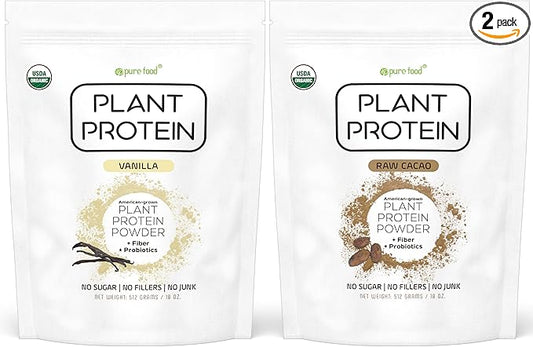 Plant Based Protein Powder with Probiotics | Organic, Clean, All Natural, Vegan, Vegetarian, Whole Superfood Nutritional Supplement with No Additives | Keto (Vanilla + Chocolate)