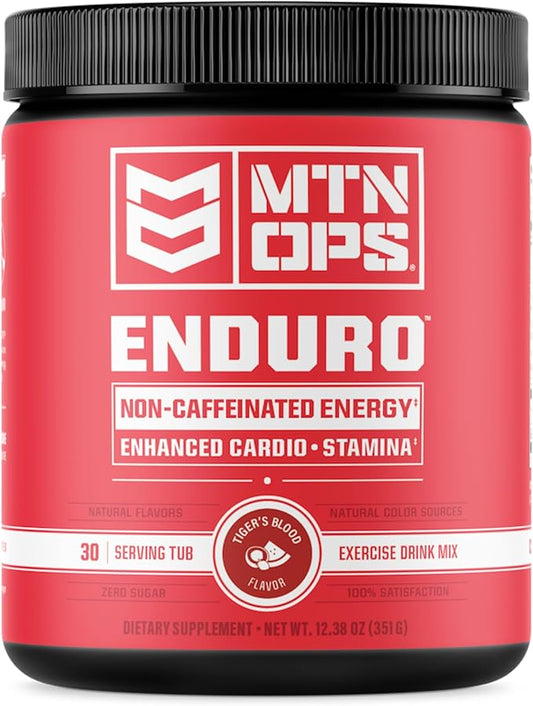 MTN OPS Enduro Nitric Oxide Supplement & Stim-Free Pre Workout - 30 Servings - with Magnesium Citrate, Beet Root Powder, Niacinamide, L Arginine & L Citrulline - Tiger's Blood Flavor