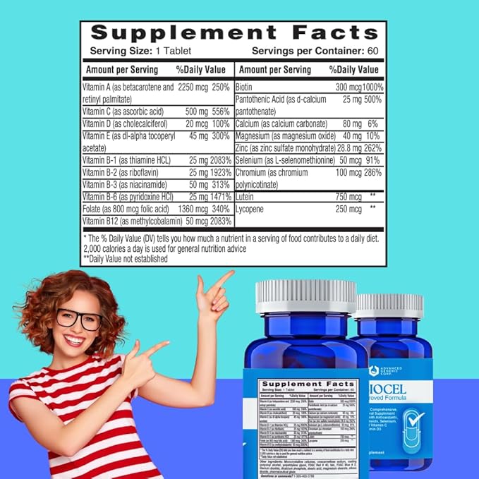 Biocel High Potency Multivitamin & Mineral Supplement – Comprehensive Daily Vitamin Formula with Antioxidants, Vitamin E, C, and D3 – Yeast-Free, 60 Tablets