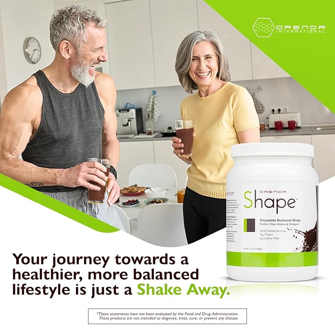 Orenda Shape®: Chocolate Flavor: Plant-Powered Protein Shake with Pea & Brown Rice Protein Blend, Green Superfoods, and Fiber-Rich Goodness | Ready-to-Serve Nourishment - 21.4oz